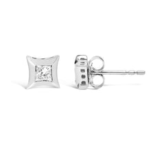 Load image into Gallery viewer, 10K White Gold 1/5 Cttw Invisible Set Princess-Cut Diamond Stud Earrings (H-I Color, SI2-I1 Clarity)