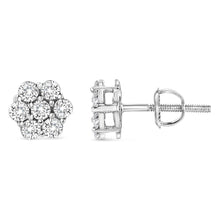 Load image into Gallery viewer, 14K White Gold 1/2 cttw Round-Cut Diamond Floral Stud Earrings (I-J Color, SI2-I1 Clarity)