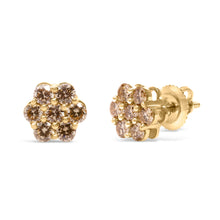 Load image into Gallery viewer, 14K Yellow Gold 1.0 Cttw Diamond Floral Stud Earrings (J-K Color, VS2-SI1 Clarity)