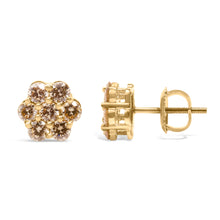 Load image into Gallery viewer, 14K Yellow Gold 1.0 Cttw Diamond Floral Stud Earrings (J-K Color, VS2-SI1 Clarity)