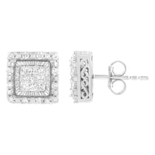 Load image into Gallery viewer, 10K White Gold 1/2 cttw Invisible Set Princess-Cut Diamond Square Stud Earring (I-J Color, I1-I2 Clarity)