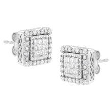 Load image into Gallery viewer, 10K White Gold 1/2 cttw Invisible Set Princess-Cut Diamond Square Stud Earring (I-J Color, I1-I2 Clarity)