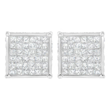 Load image into Gallery viewer, 10K White Gold 2ct TDW Princess-Cut Composite Diamond Stud Earring (I-J ,I2-I3)