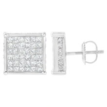 Load image into Gallery viewer, 10K White Gold 2ct TDW Princess-Cut Composite Diamond Stud Earring (I-J ,I2-I3)