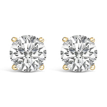 Load image into Gallery viewer, 14K White Gold 4.0 Cttw Round Lab Grown Diamond Solitaire Stud Earrings with Screw Backs
