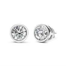 Load image into Gallery viewer, 14K White Gold 1.0 Cttw Lab Grown Diamond Screw-Back Classic Bezel Solitaire Stud Earrings (G-H Color, VS2-SI1 Clarity)