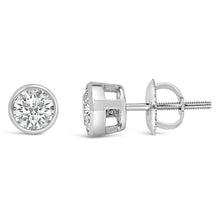 Load image into Gallery viewer, 14K White Gold 1.0 Cttw Lab Grown Diamond Screw-Back Classic Bezel Solitaire Stud Earrings (G-H Color, VS2-SI1 Clarity)