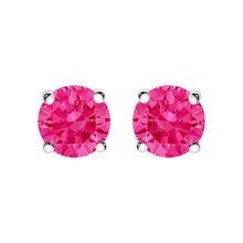 Load image into Gallery viewer, 14K White Gold 1/2 Cttw Round Brilliant Cut Lab Grown Pink Diamond 4-Prong Classic Solitaire Earrings (Pink Color, VVS2-VS1 Clarity)
