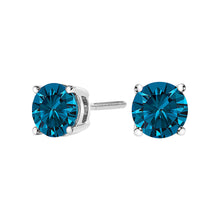 Load image into Gallery viewer, 14K White Gold 1.00 Cttw Blue Lab Grown Diamond Stud Earrings with Screw Backs