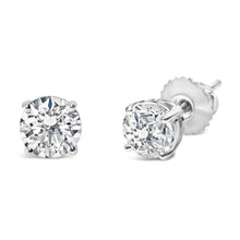 Load image into Gallery viewer, AGS Certified 14K White Gold 1.0 Cttw 4-Prong Set Brilliant Round-Cut Solitaire Diamond Push Back Stud Earrings (H-I Color, SI2-I1 Clarity)