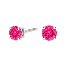 Load image into Gallery viewer, 10K White Gold 1.0 Cttw Lab Created Round Brilliant Cut Pink Diamond Classic 4-Prong Solitaire Stud Earrings (Fancy Pink Color, VVS2-VS1 Clarity)