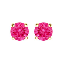 Load image into Gallery viewer, 14K Yellow Gold 1.00 Cttw Round Brilliant Cut Lab Grown Pink Diamond 4-Prong Classic Solitaire Earrings (Pink Color, VVS2-VS1 Clarity)