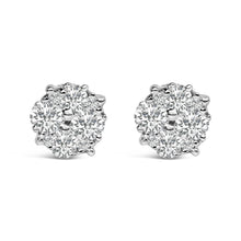 Load image into Gallery viewer, .925 Sterling Silver 1/2 cttw Prong Set Round-Cut Diamond Cluster Stud Earring (I-J Color, I2-I3 Clarity)