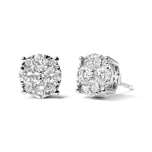 Load image into Gallery viewer, 14K White Gold 2.00 Cttw Lab Grown Diamond Cluster Stud Earrings (G-H Color, VS1-VS2 Clarity)