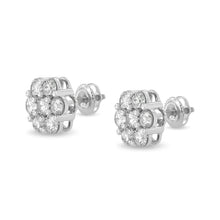 Load image into Gallery viewer, 14K White Gold 3 cttw Prong Set Round-Cut Diamond Floral Cluster Stud Earring (I-J Color, SI1-SI2 Clarity)