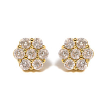Load image into Gallery viewer, 14K Yellow Gold 3.0 Cttw Diamond Floral Cluster Stud Earring