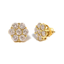 Load image into Gallery viewer, 14K Yellow Gold 3.0 Cttw Diamond Floral Cluster Stud Earring