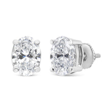 Load image into Gallery viewer, 14K White Gold 1.00 Cttw Lab Grown Oval Solitaire Diamond Stud Earrings (F-G Color, VS2-SI1 Clarity)
