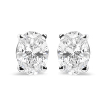 Load image into Gallery viewer, 14K White Gold 3/4 Cttw Oval Shape Lab Grown Diamond Solitaire Stud Earrings (F-G Color, VS1-VS2 Clarity)