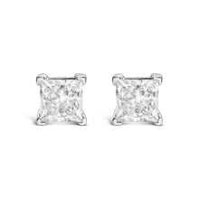 Load image into Gallery viewer, 14K White Gold 1.0 Cttw Princess Cut Lab Grown Diamond Solitaire Stud Earrings (F-G Color, VS2-SI1 Clarity)