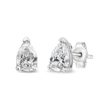 Load image into Gallery viewer, 14K White Gold 1/2 Cttw Pear Shape Solitaire Lab Grown Diamond Stud Earrings (F-G Color, VS2-SI1 Clarity)