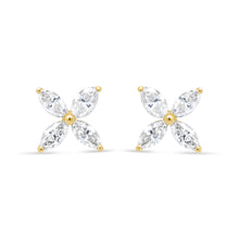 Load image into Gallery viewer, 14K White Gold 1/2 Cttw Marquise Diamond 8 Stone Floral Leaf Stud Earrings (H-I Color, SI1-SI2 Clarity)