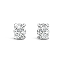 Load image into Gallery viewer, 14K White Gold 1/4 Ctw Oval Lab-Grown Diamond Solitaire Stud Earrings