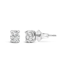 Load image into Gallery viewer, 14K White Gold 1/4 Ctw Oval Lab-Grown Diamond Solitaire Stud Earrings