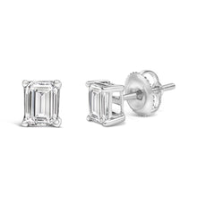 Load image into Gallery viewer, 14K White Gold 1.0 Cttw Emerald Cut Lab-Grown Diamond Solitaire Stud Earrings (F-G Color, VS1-VS2 Clarity)