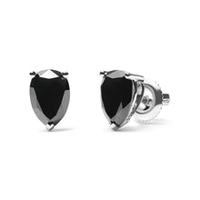 Load image into Gallery viewer, 14K White Gold 2.00 Cttw Pear Cut Black Diamond Stud Earrings