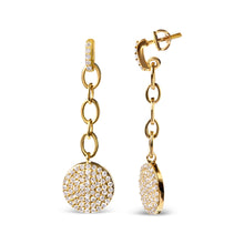 Load image into Gallery viewer, 14K Yellow Gold 1.0 Cttw Diamond Chain Cluster Dangle Chain Earrings (I-J Color, I1-I2 Clarity)