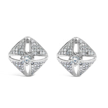 Load image into Gallery viewer, .925 Sterling Silver 1.0 Cttw Diamond Studded Rhombus Stud Earring (H-I Color, I2-I3 Clarity)