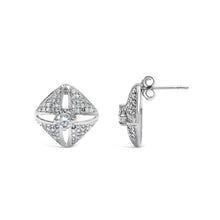 Load image into Gallery viewer, .925 Sterling Silver 1.0 Cttw Diamond Studded Rhombus Stud Earring (H-I Color, I2-I3 Clarity)