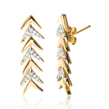 Load image into Gallery viewer, 18K Yellow Gold Plated .925 Sterling Silver 1/5 Cttw Diamond Chevron Arrow Stud Earring (I-J Color, I2-I3 Clarity)