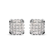Load image into Gallery viewer, 10K White Gold 3/4 Cttw Princess Diamond Composite Open Frame Stud Earrings (I-J Color, I1-I2 Clarity)