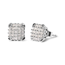 Load image into Gallery viewer, 10K White Gold 3/4 Cttw Princess Diamond Composite Open Frame Stud Earrings (I-J Color, I1-I2 Clarity)