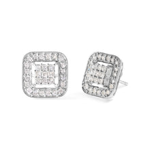 Load image into Gallery viewer, 10K White Gold 5/8 Cttw Diamond Square Shaped Composite Stud Earrings (I-J Color, I1-I2 Clarity)