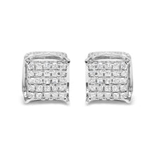 Load image into Gallery viewer, 10K White Gold 1/2 Cttw Princess Cut Diamond Square Shaped Multi Stone Stud Earrings (H-I Color, SI1-SI2 Clarity)