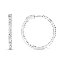 Load image into Gallery viewer, 14K White Gold 1.0 Cttw Princess Diamond Inside Out Hoop Earrings (H-I Color, I1-I2 Clarity) - 23 MM