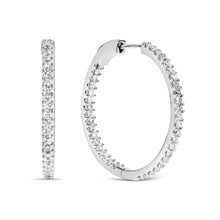 Load image into Gallery viewer, 14K White Gold 1.0 Cttw Princess Diamond Inside Out Hoop Earrings (H-I Color, I1-I2 Clarity) - 23 MM
