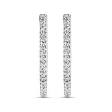 Load image into Gallery viewer, 14K White Gold 1.0 Cttw Princess Diamond Inside Out Hoop Earrings (H-I Color, I1-I2 Clarity) - 23 MM