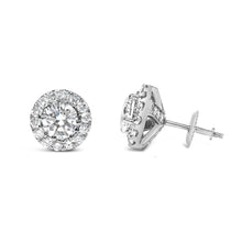 Load image into Gallery viewer, 14K White Gold 3.0 Cttw Lab-Grown Diamond Hidden Halo Stud Earrings