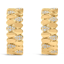 Load image into Gallery viewer, 14K Yellow Gold Plated .925 Sterling Silver 3/8 Cttw Diamond Pave Pear Link J Hoop Earrings (H-I Color, I1-I2 Clarity)