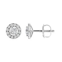 Load image into Gallery viewer, 14K White Gold 3/4 Cttw Lab-Grown Diamond Floating Halo Stud Earring (F-G Color, VS1-VS2 Clarity)