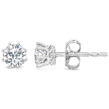 Load image into Gallery viewer, 14K White Gold 1.0 Cttw Lab-Grown Diamond 8 Prong Hidden Halo Stud Earrings (F-G Color, VS1-VS2 Clarity)