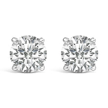 Load image into Gallery viewer, 14K White Gold 4.0 Cttw Round Lab Grown Diamond Solitaire Stud Earrings with Screw Backs