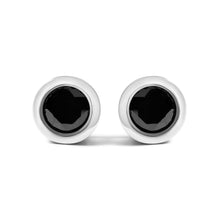Load image into Gallery viewer, .925 Sterling Silver 4.00 Cttw Round Brilliant-Cut Black Diamond Bezel-Set Stud Earrings with Screw Backs (Fancy Color-Enhanced, I2-I3 Clarity)