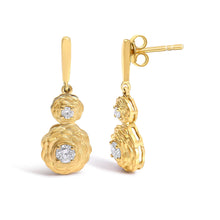 Load image into Gallery viewer, 14K Yellow Gold Plated Sterling Silver 1/2 Cttw Lab Grown Diamond Matte Finish Drop Earrings