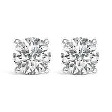 Load image into Gallery viewer, 14K White Gold 2 1/2 Cttw Lab Grown Diamond Solitaire Stud Earrings