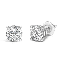 Load image into Gallery viewer, 14K White Gold 2 1/2 Cttw Lab Grown Diamond Solitaire Stud Earrings